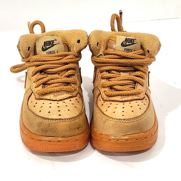Nike Air Force 1 High‎ Top Camel Brown Nobuck Baby Size 5C  Lace Up - Picture 3 of 8